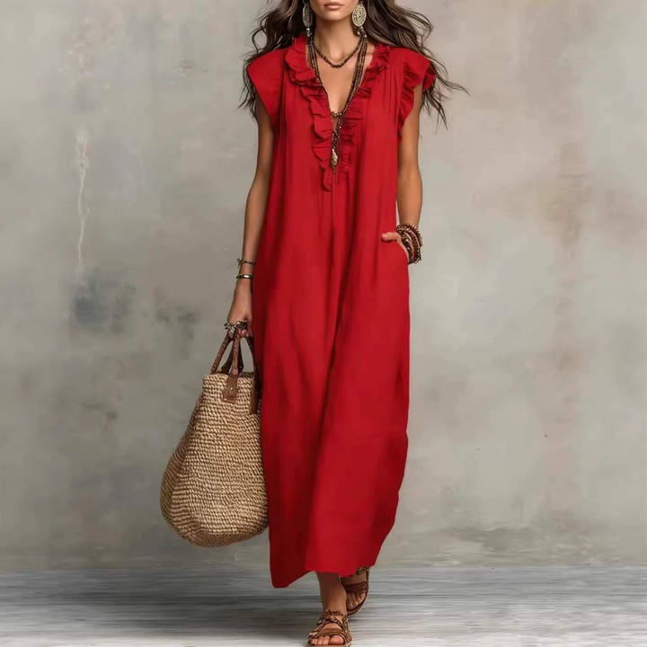 Bohemian V-Neck Sleeveless Maxi Dress