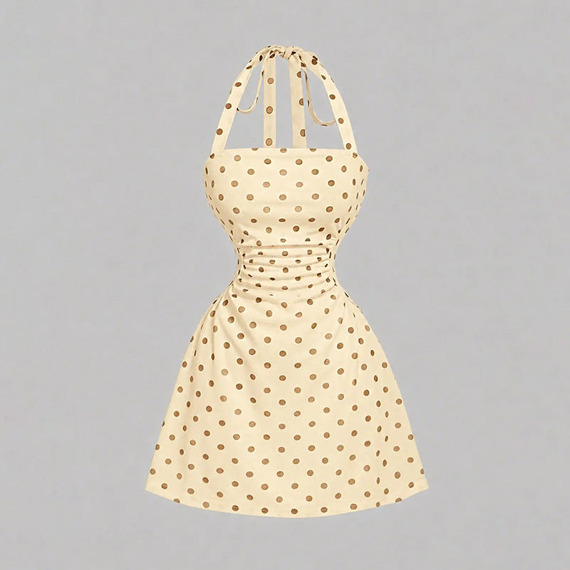 French Inspired Polka Dot Summer Mini Dress