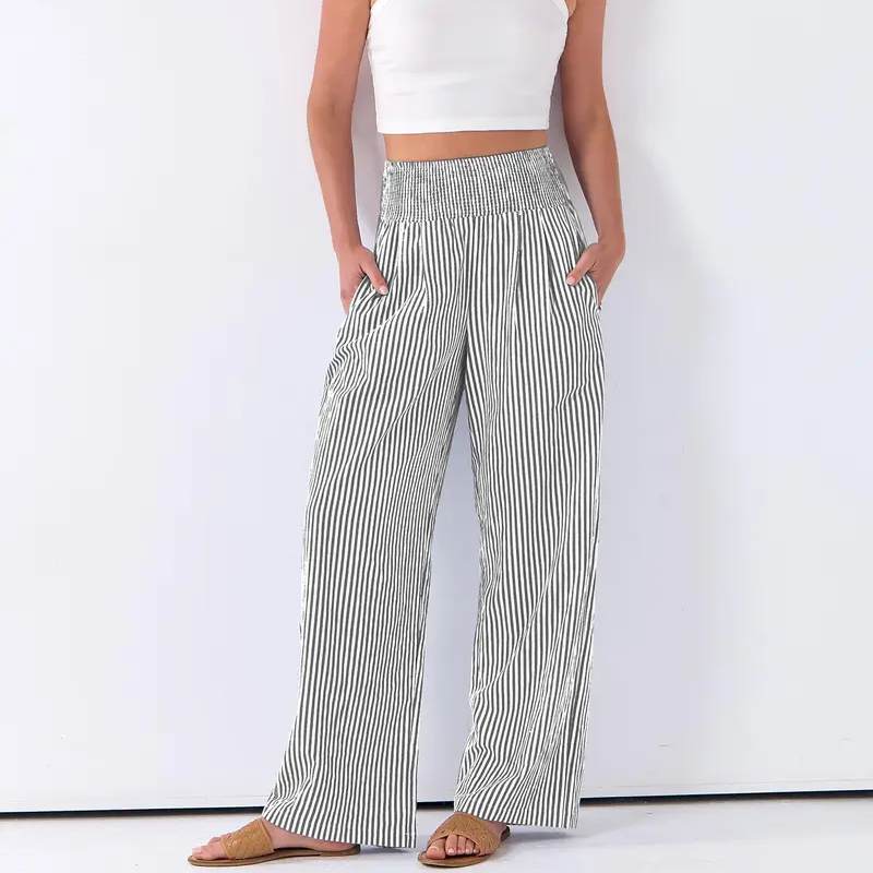 High-Waisted Striped Wide Leg Lounge Pants