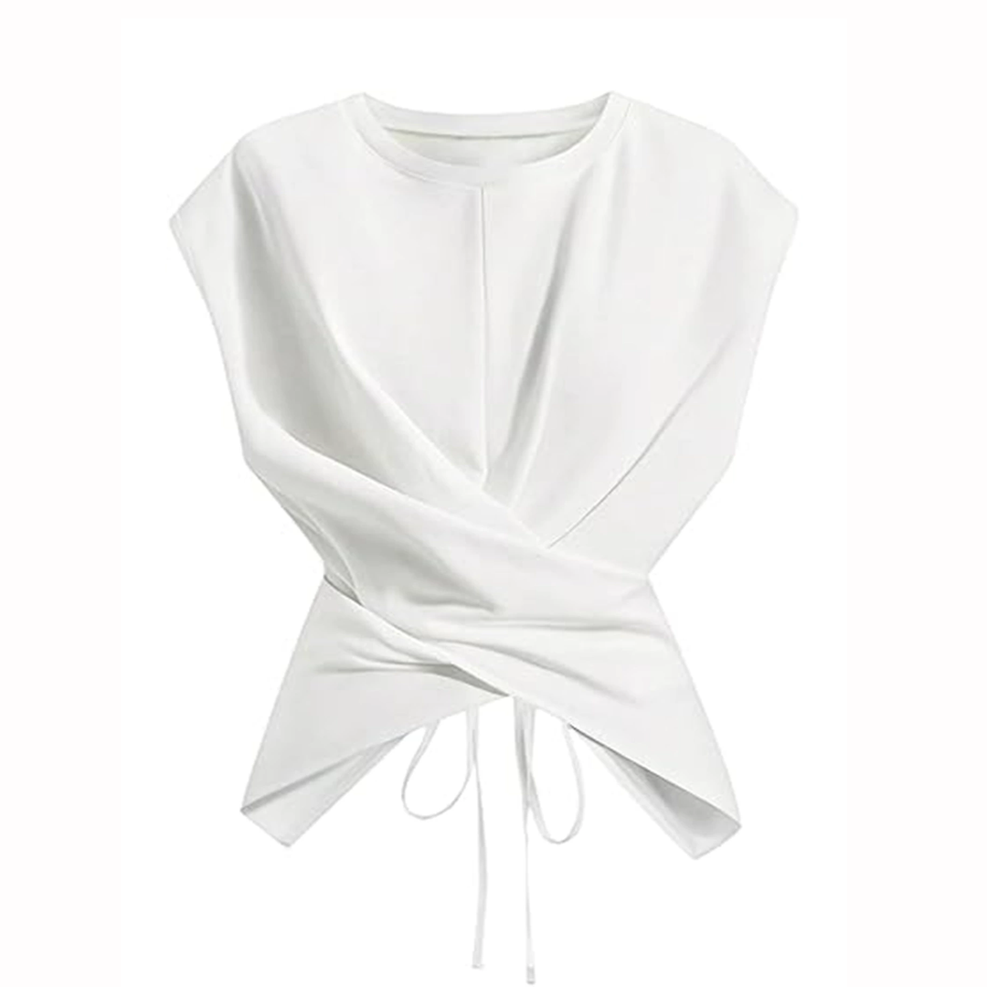Cross Wrap Tie Front Crop Top