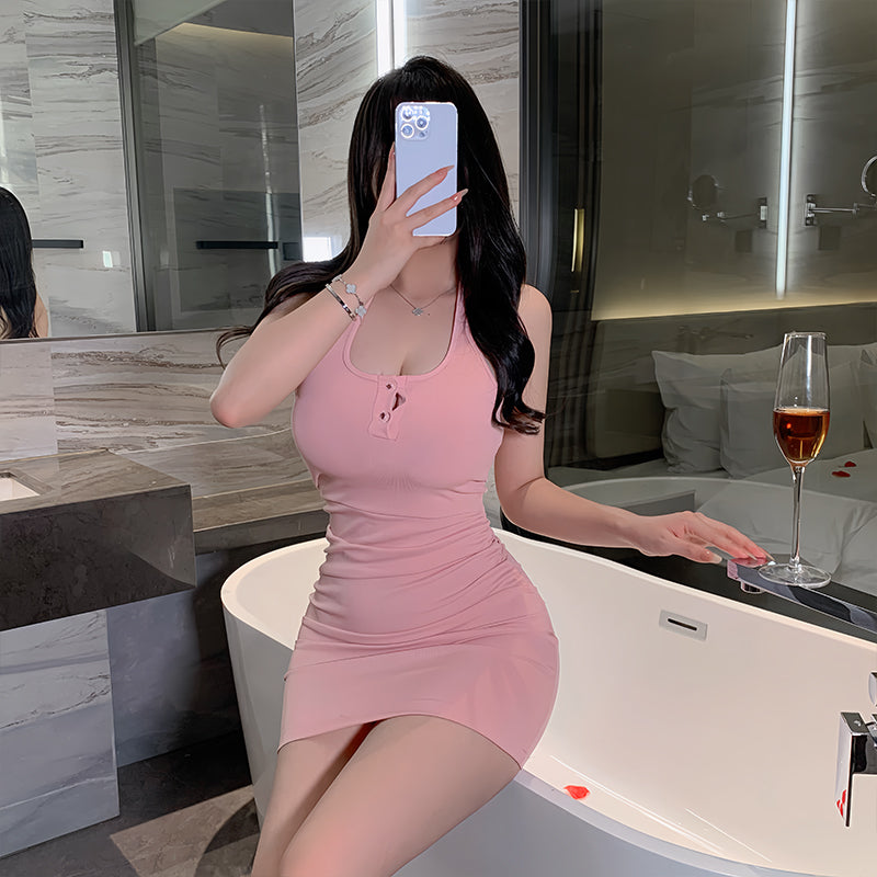Pure desire style halterneck hip-wrapped slim dress