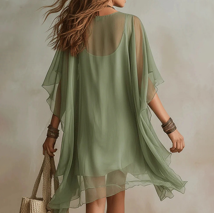 V-neck chiffon beach dress