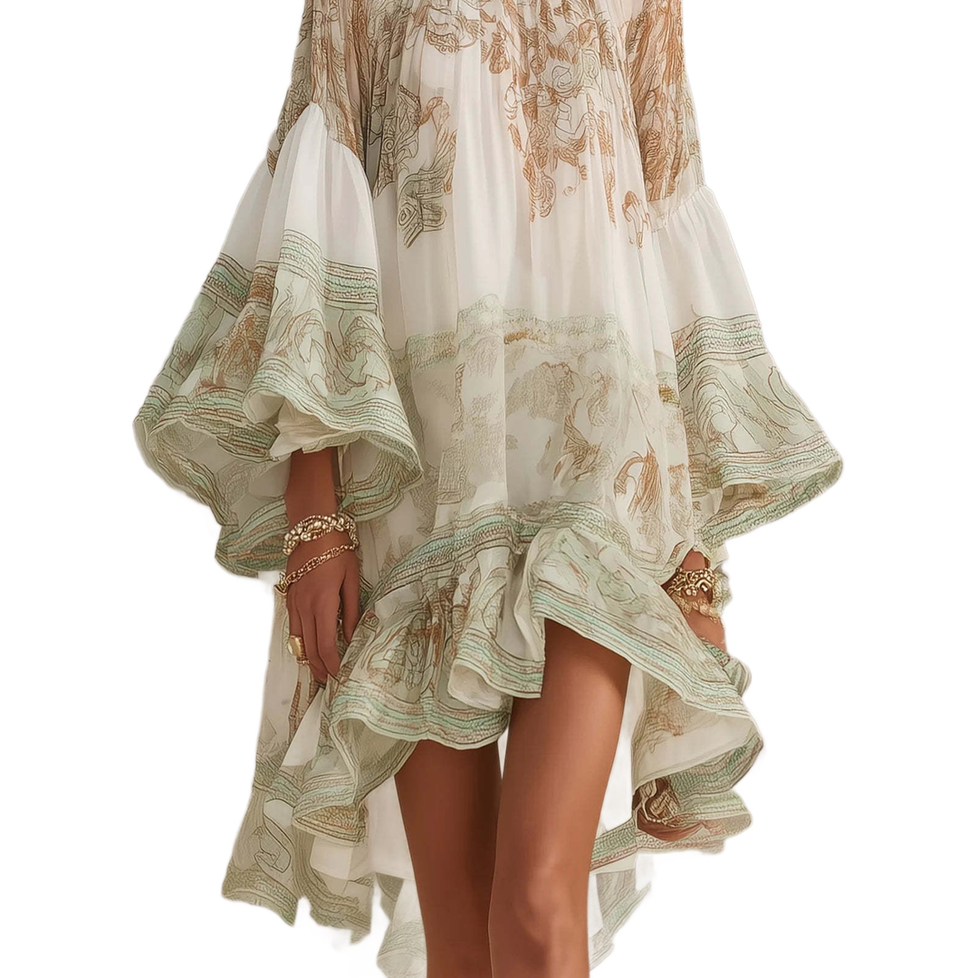 Elegant Boho Ruffle Maxi Dress
