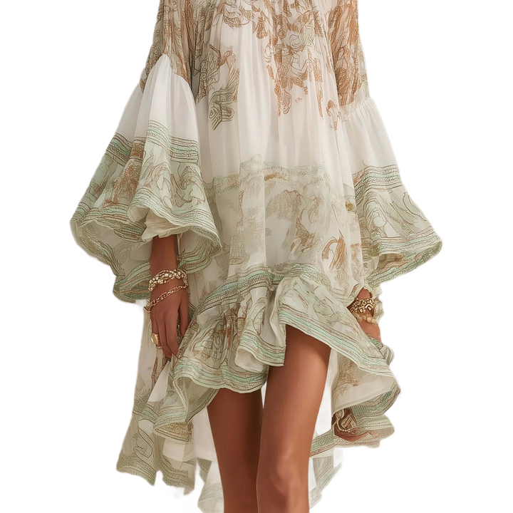 Elegant Boho Ruffle Maxi Dress