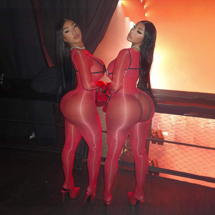 Glossy Sheer Seamless Bodystocking Catsuit