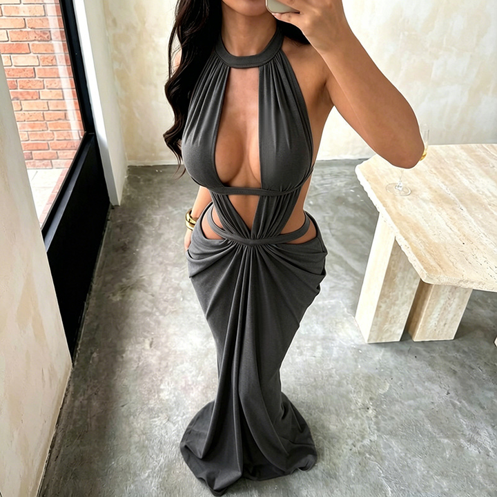Women’s Halter Neck Cutout Maxi Dress