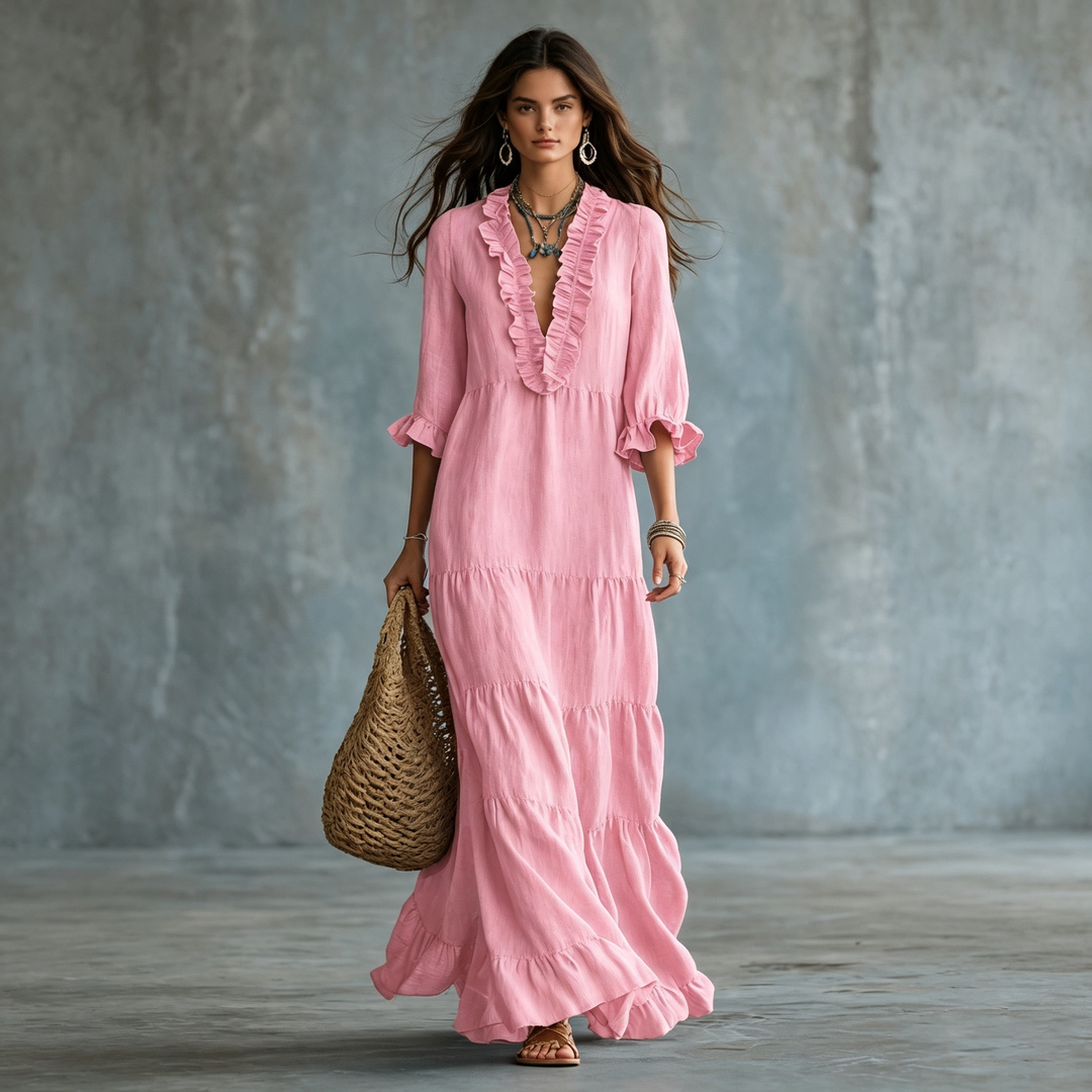 Boho Tiered Ruffle Maxi Dress