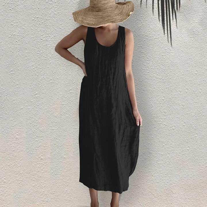 Linen Blend Sleeveless Shift Dress