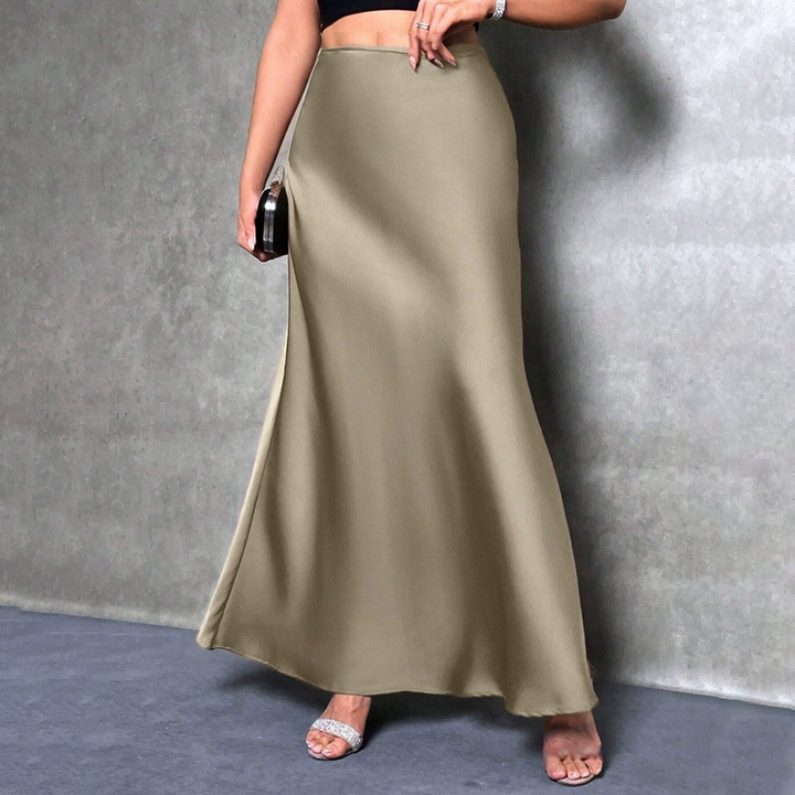 Elegant satin midi skirt