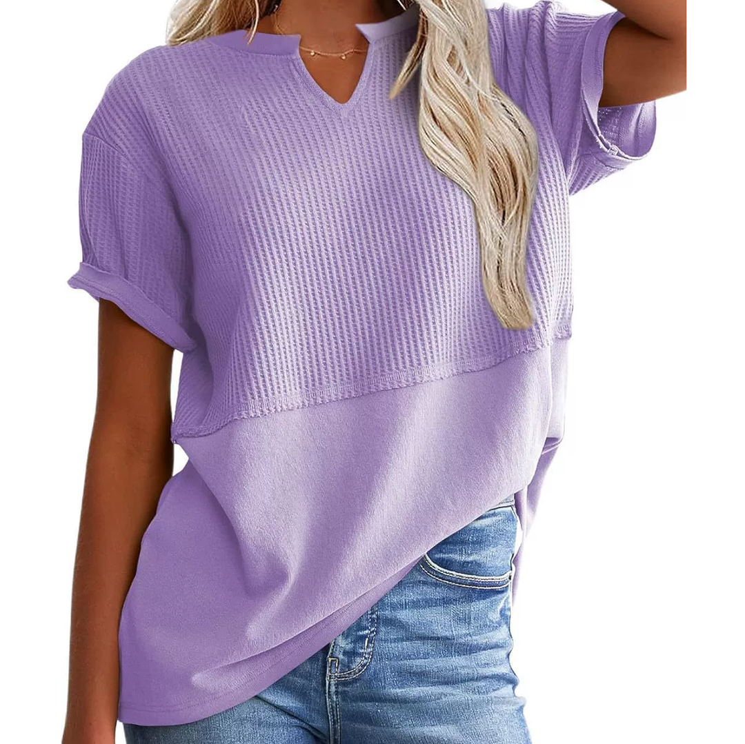 Soft Knit V-Neck Short Sleeve Top