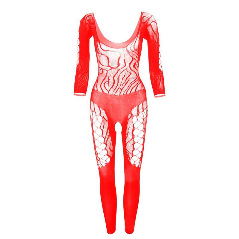 Women’s Sheer Lace Bodystocking – Long Sleeve Cutout Design