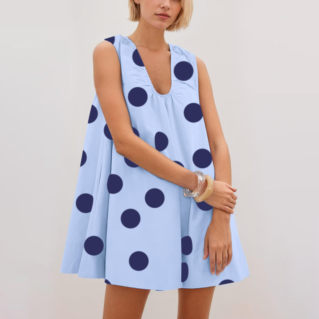 Sleeveless U-Neck Mini Dress with Pockets