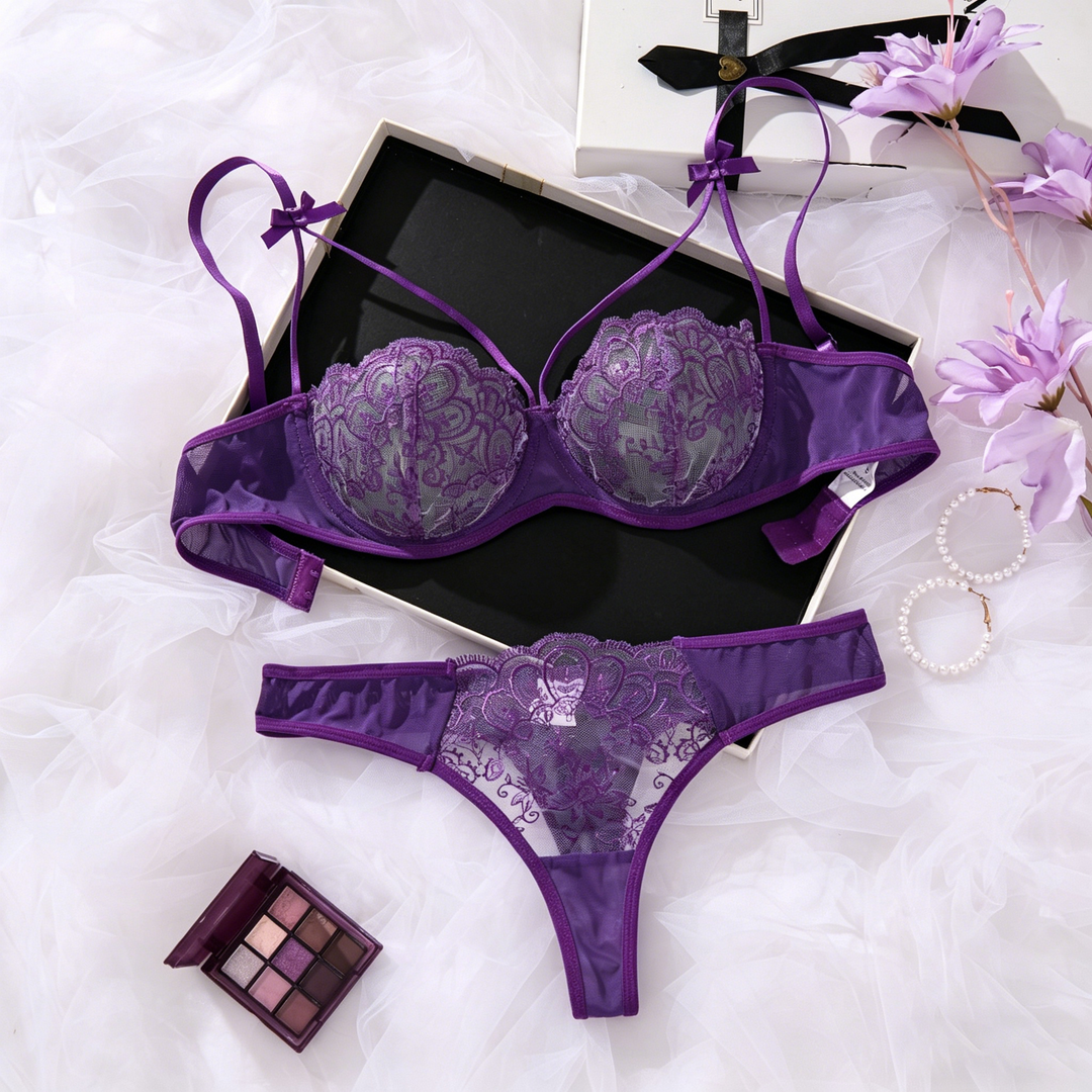 Sheer Mesh Lace Bralette Set