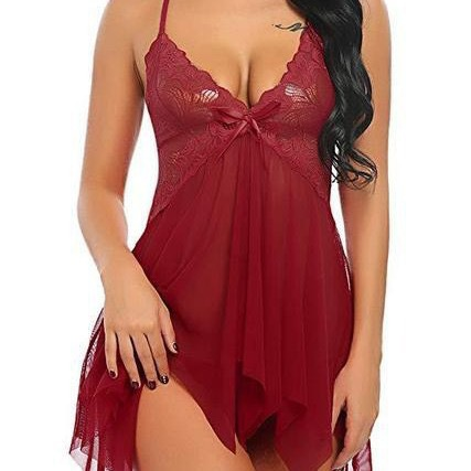 Lace Babydoll Nightdress – Romantic Sheer Slip Sleepwear