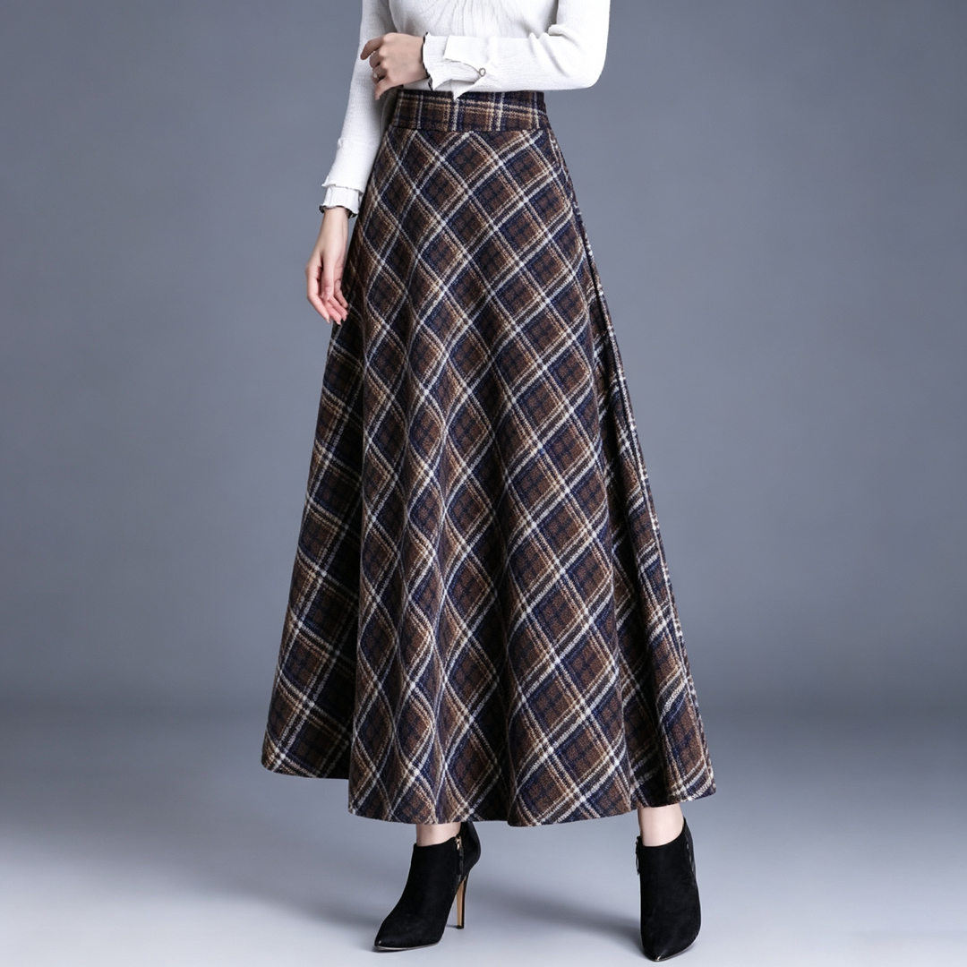 Women’s High-Waisted Plaid A-Line Skirt