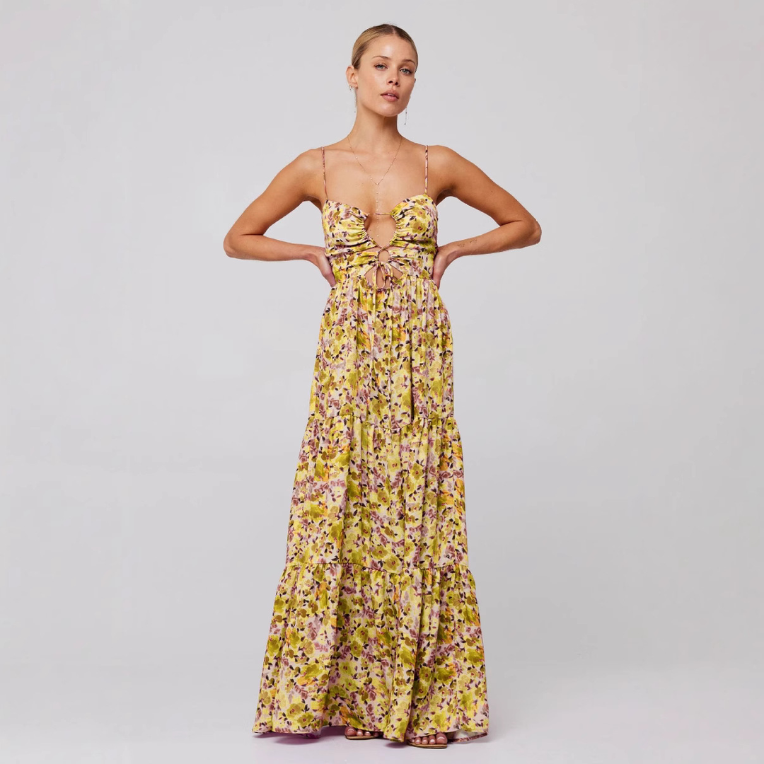 Bohemian style beach tie maxi dress