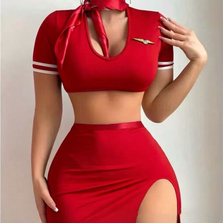 Women’s Uniform-Inspired Crop Top &amp; Mini Skirt Set