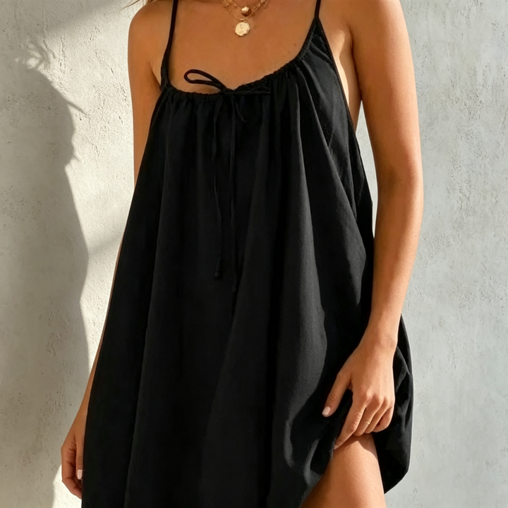 Loose-fitting tie-up beach cover-up mini skirt
