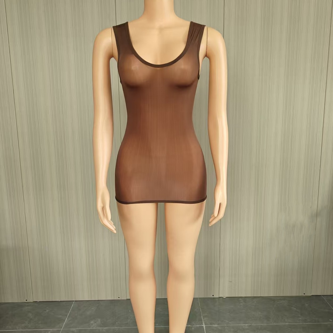 Women’s Glossy Bodycon Mini Dress – Sleeveless