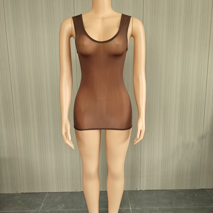 Women’s Glossy Bodycon Mini Dress – Sleeveless