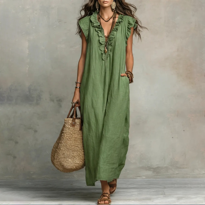 Bohemian V-Neck Sleeveless Maxi Dress