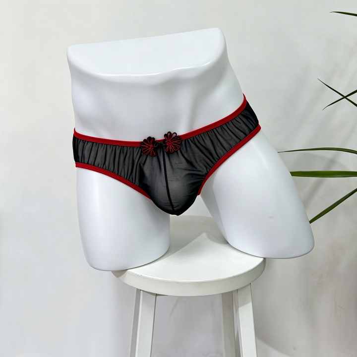 Men’s Lace Thong – Sheer Floral Detail
