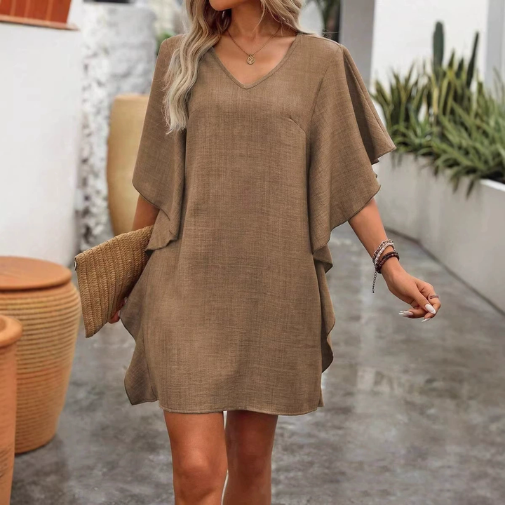 Minimalist Relaxed V-Neck Tunic Dress