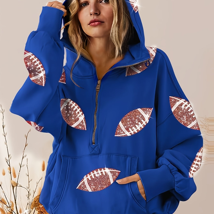 Graphic Half Zip Oversized Hoodie
