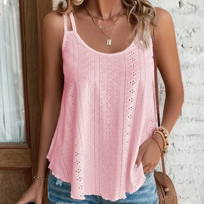 Eyelet Double Strap Tank Top