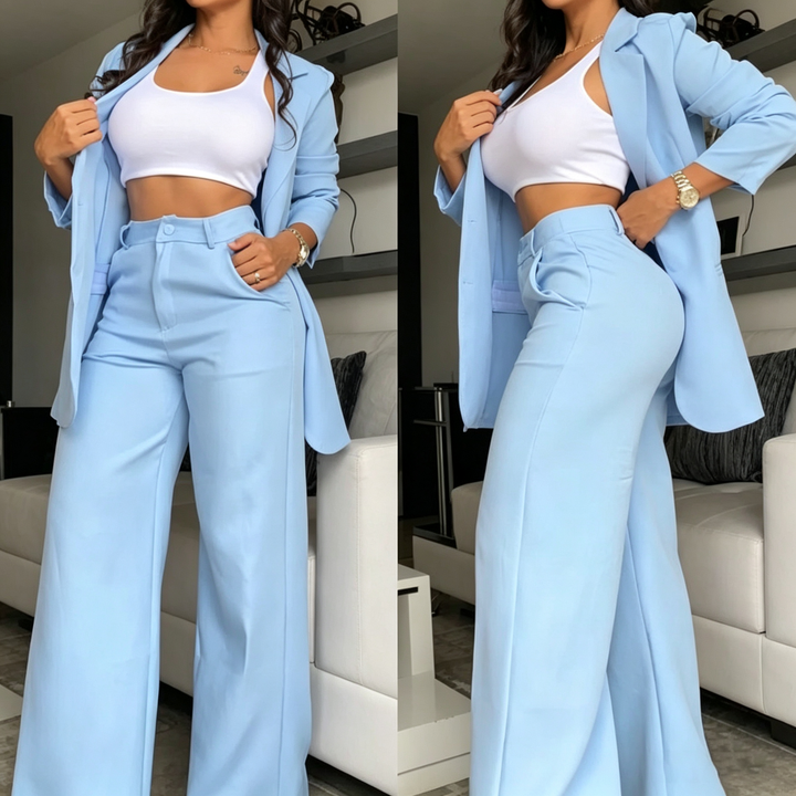 Chic Blazer &amp; Wide-Leg Pants Set