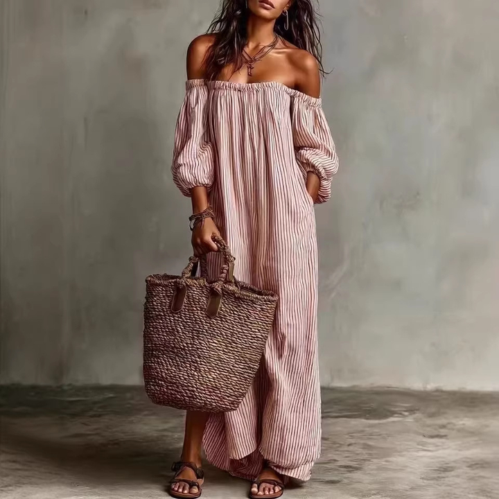 Effortless Boho Off-the-Shoulder Maxi Dress