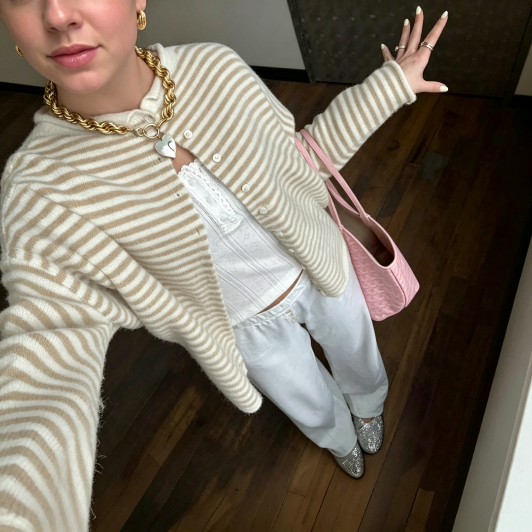 Striped Button-Up Knit Cardigan