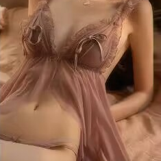 Women’s Sheer Lace Babydoll Lingerie Set