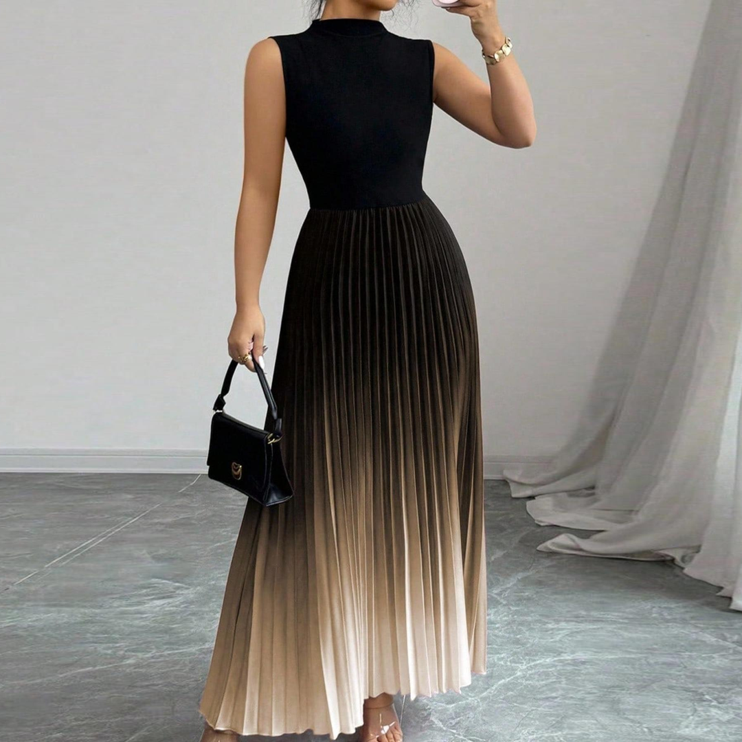 Gradient Pleated Sleeveless Maxi Dress
