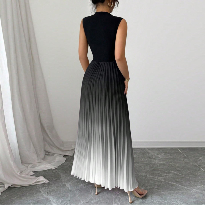 Gradient Pleated Sleeveless Maxi Dress