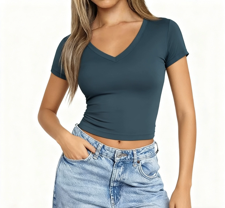 V-Neck Slim Fit Basic T-Shirt