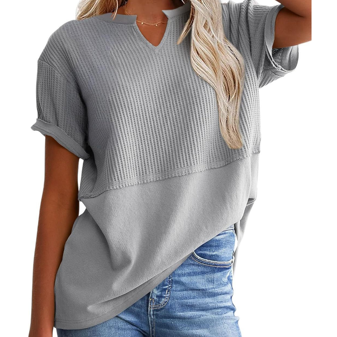 Soft Knit V-Neck Short Sleeve Top