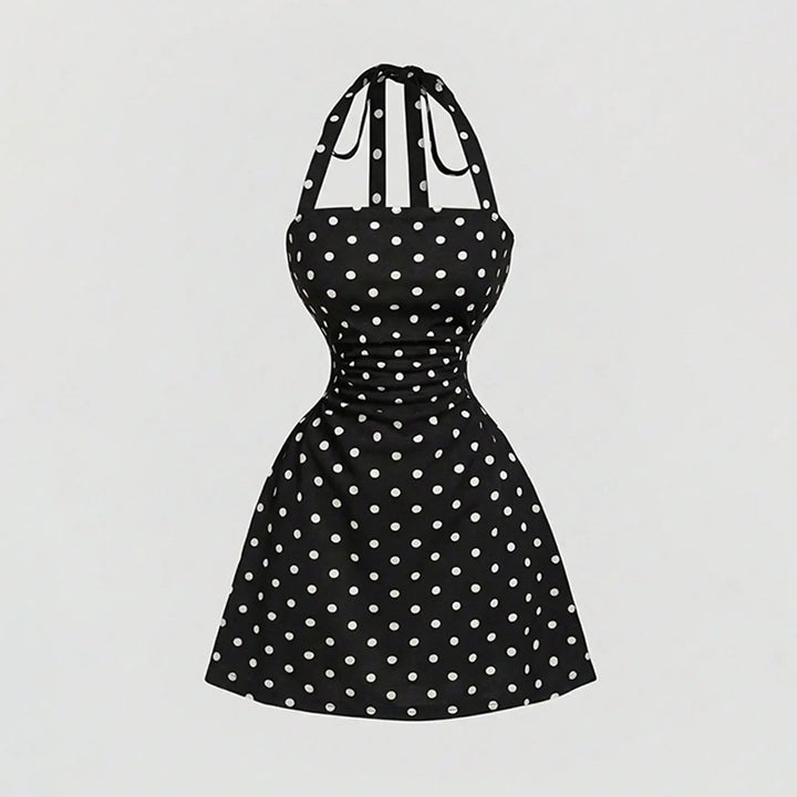 French Inspired Polka Dot Summer Mini Dress