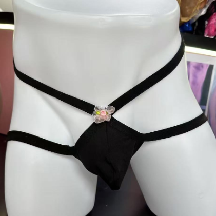 Men’s Lace Thong – Sheer Floral Detail
