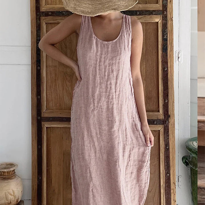 Linen Blend Sleeveless Shift Dress