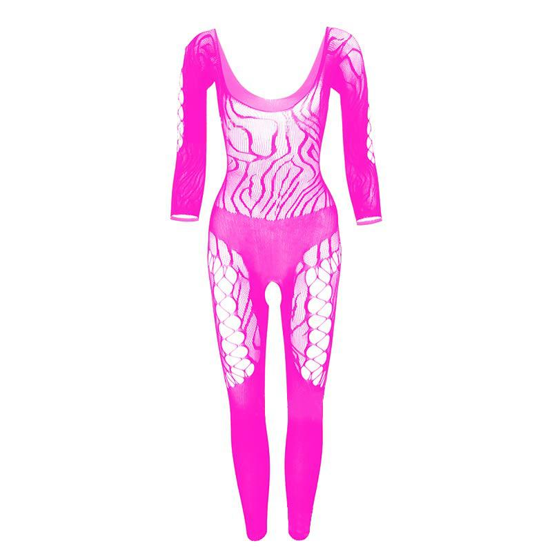Women’s Sheer Lace Bodystocking – Long Sleeve Cutout Design