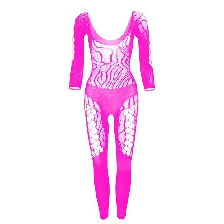 Women’s Sheer Lace Bodystocking – Long Sleeve Cutout Design