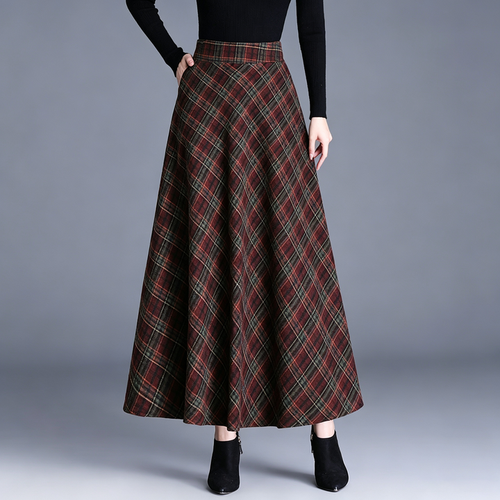 Women’s High-Waisted Plaid A-Line Skirt