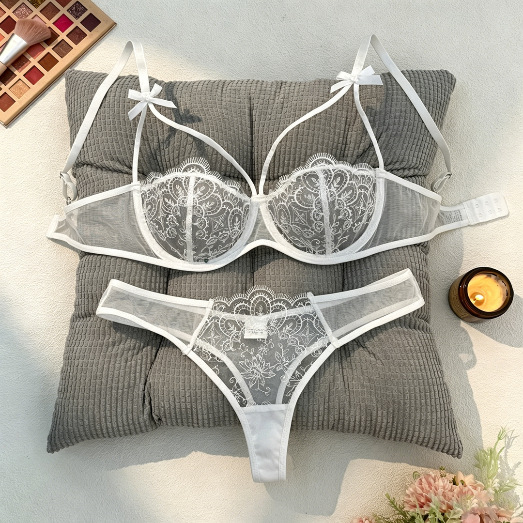 Sheer Mesh Lace Bralette Set