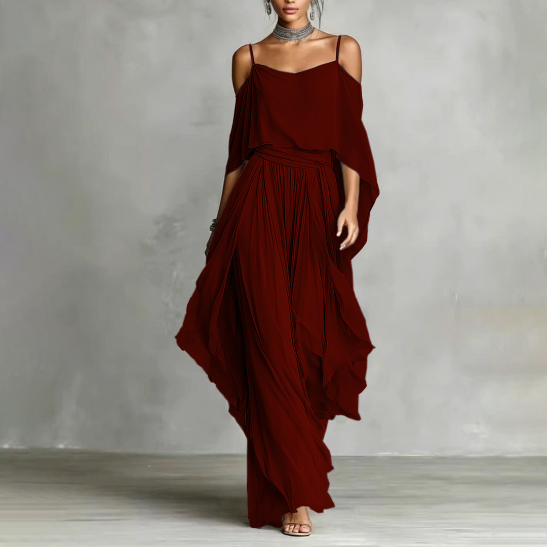 Elegant Off-Shoulder Chiffon Resort Jumpsuit
