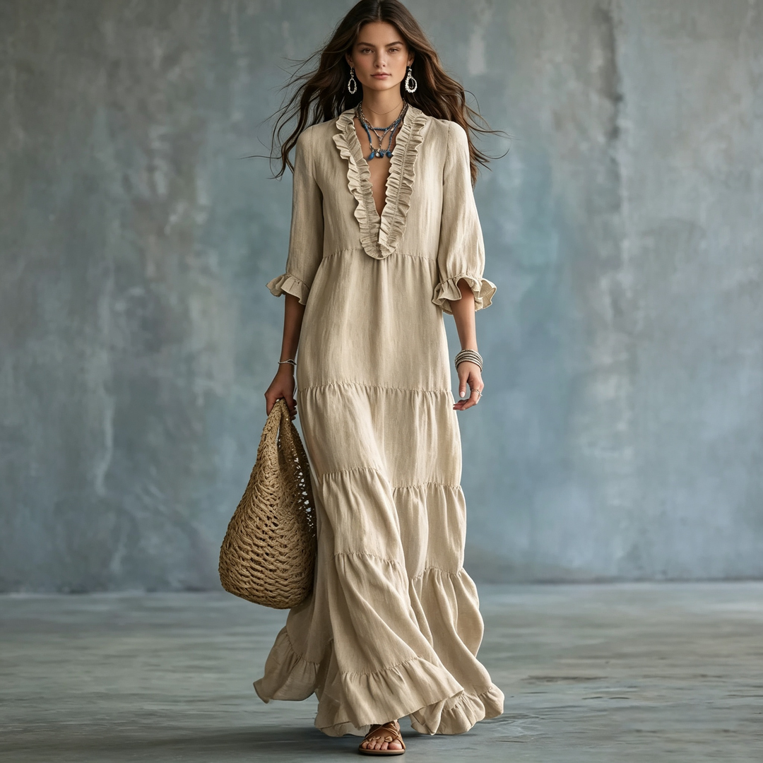 Boho Tiered Ruffle Maxi Dress