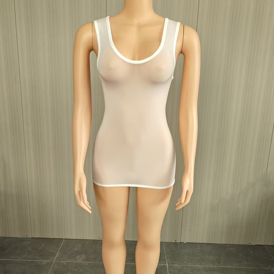 Women’s Glossy Bodycon Mini Dress – Sleeveless