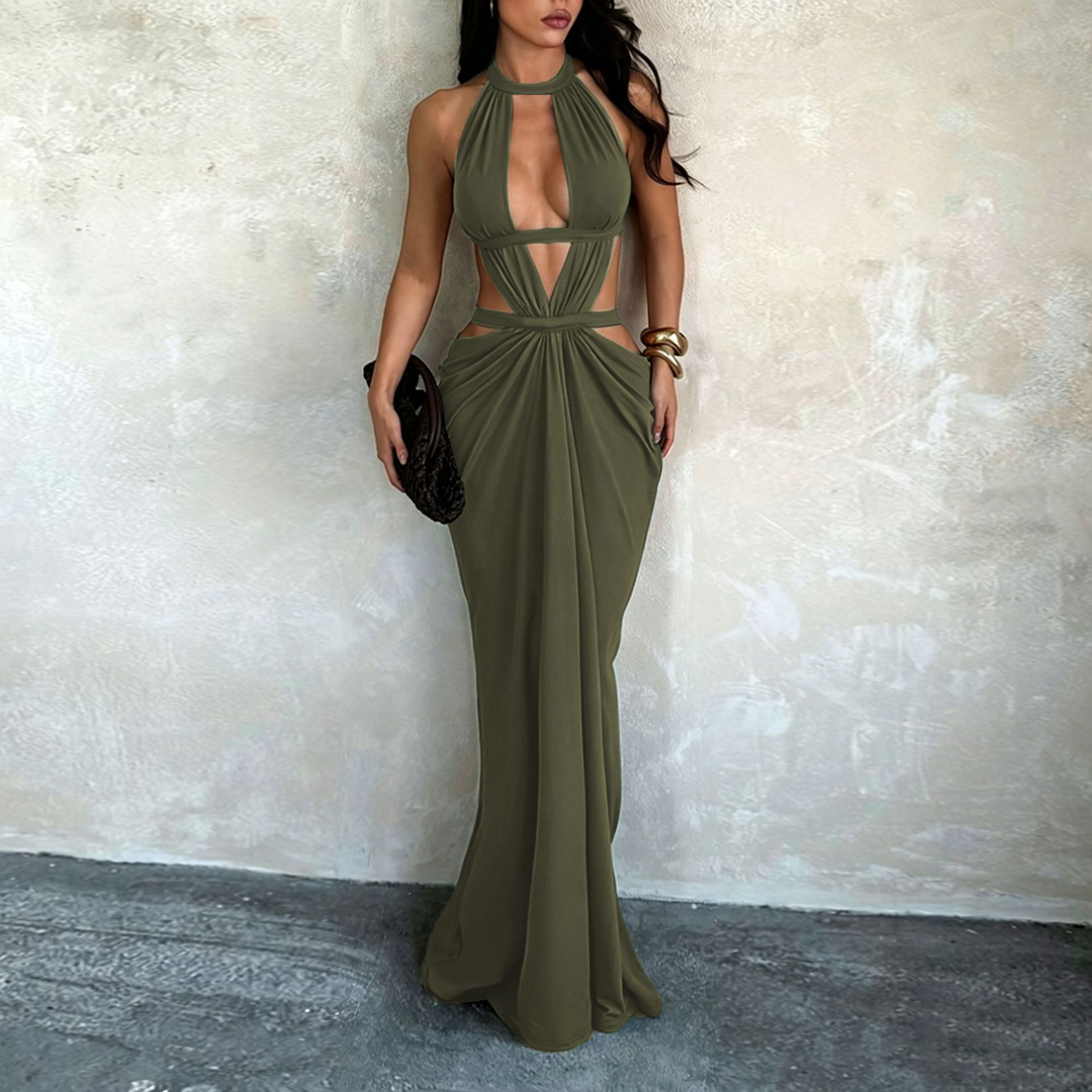 Women’s Halter Neck Cutout Maxi Dress