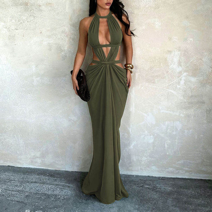 Women’s Halter Neck Cutout Maxi Dress