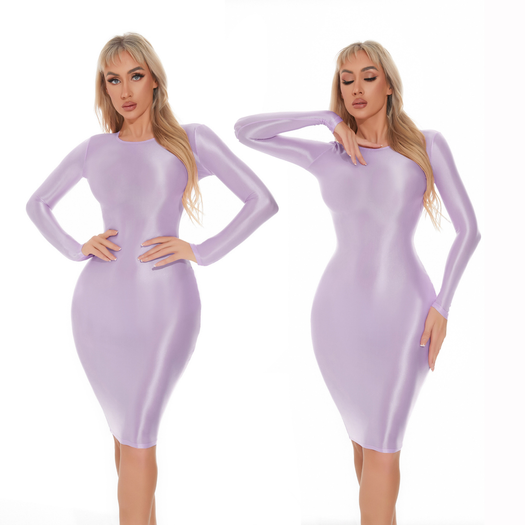 Glossy Bodycon Midi Dress